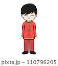 Chinese New Year Cartoon Character illustration: Adorable boy with Black Hair and Lucky Aura. 110796205