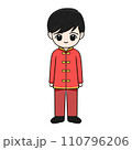 Chinese New Year Cartoon Character illustration: Adorable boy with Black Hair and Lucky Aura. 110796206
