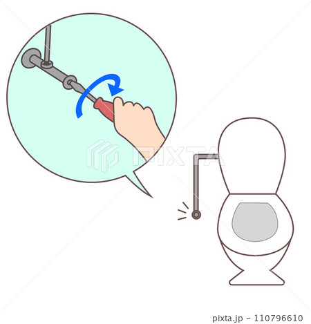 トイレの止水栓ドライバーでを閉めているイラスト トイレの止水栓ドライバーでを閉めているイラスト 110796610