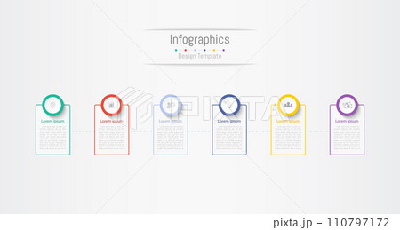 Infographic 6 options design elements for your business data. Vector Illustration. 110797172