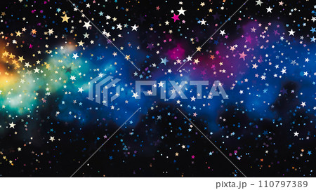 カラフルにきらめく星形のイラスト背景「AI生成画像」 カラフルにきらめく星形のイラスト背景「AI生成画像」 110797389