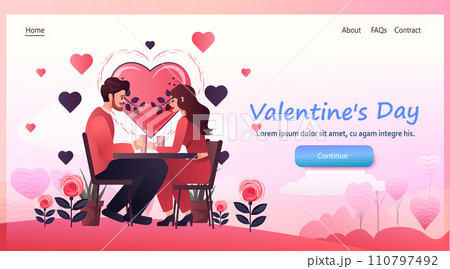 couple in love sitting at cafe table happy valentines day celebration concept copy space full length horizontal couple in love sitting at cafe table happy valentines day celebration concept copy space full length horizontal 110797492