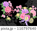 華やかな御所車のイラスト(黒背景) 110797640