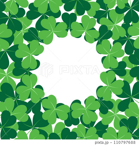 Abstract shamrocks frame border with copy space inside. Design concept for St. Patrick greetings 110797688