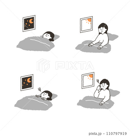 睡眠する女性セット 110797919