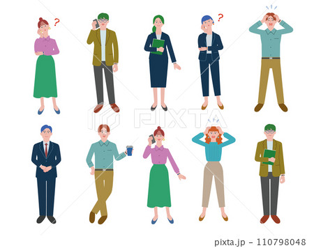 色々なポーズのビジネスパーソンのセット 色々なポーズのビジネスパーソンのセット 110798048