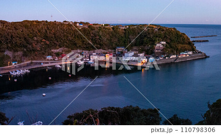 冬の伊豆大島　波浮港 110798306