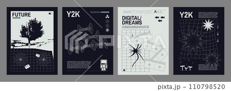 Poster and cover design layout in y2k style 110798520