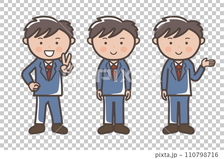 Male businessman business scene pose set_piece_guide_explanation 110798716