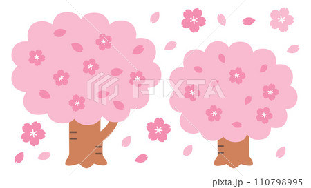 桜の木と花びら 110798995