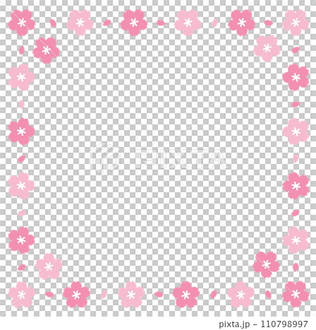 Frame of cherry blossoms and petals 110798997