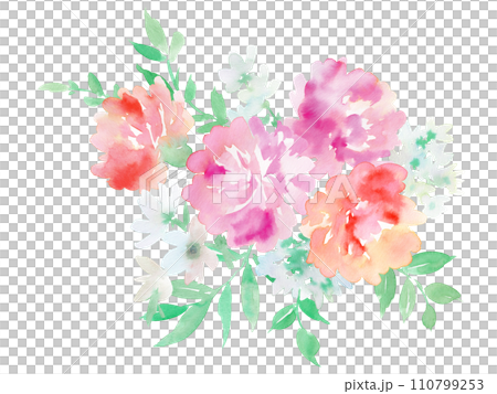 水彩で描いたカーネーションのブーケイラスト 水彩で描いたカーネーションのブーケイラスト 110799253