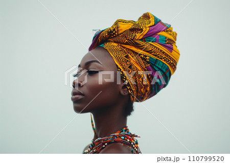 beautiful african female model wearing traditional dress with generative ai 110799520