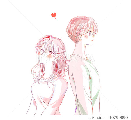 背中合わせの恋する男女 110799890