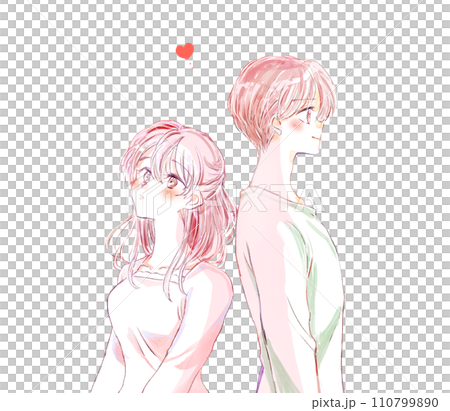 背中合わせの恋する男女 110799890