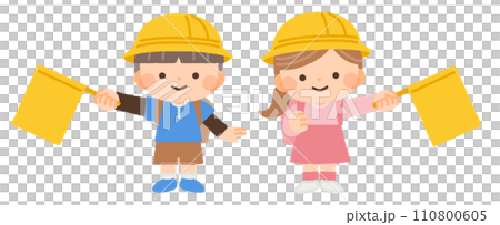 小學生舉十字旗插畫素材 小學生舉十字旗插畫素材 110800605