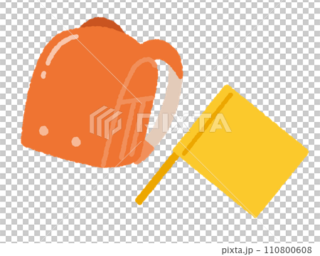 Illustration material of school bag and crossing flag 110800608