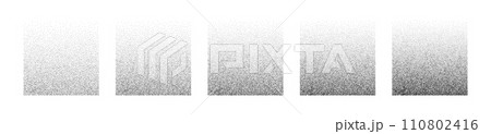 Gradient squares of grains. Noisy geometric shapes with gradation of tone. Pack of vector isolated elements on a white background. 110802416