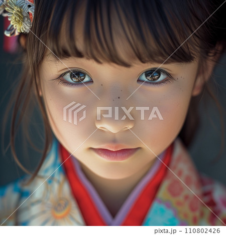 美しい瞳の女の子の力強い視線「AI生成画像」 110802426