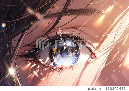 キラキラ輝く瞳のアニメの女の子「AI生成画像」 110802481