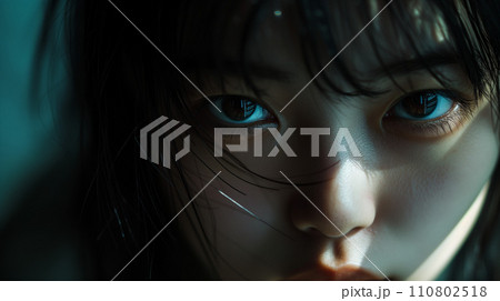 力強い女性の視線「AI生成画像」 110802518