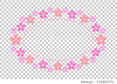 Cherry blossom oval frame watercolor Japanese style 110802552