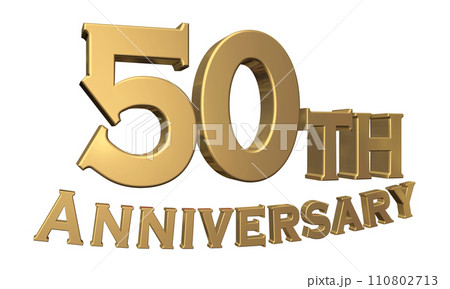3DCG文字「50th Anniversary/50周年」ゴールド,金 110802713