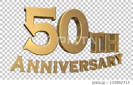 3DCG文字「50th Anniversary/50周年」ゴールド,金 110802713