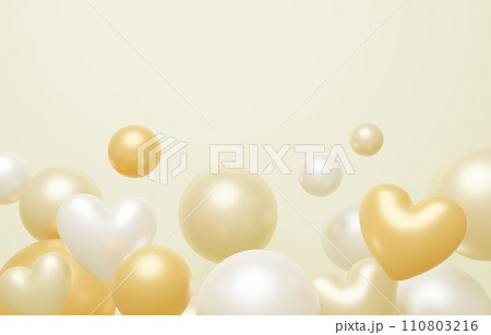 3D背景素材_ハート_黄色 3D背景素材_ハート_黄色 110803216