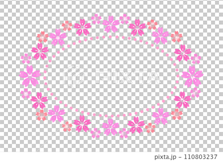 Cherry blossom oval frame watercolor Japanese style 110803237