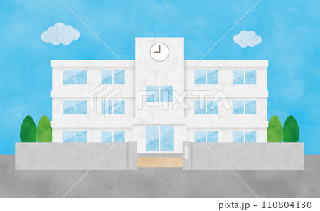 学校の校舎外観水彩画 学校の校舎外観水彩画 110804130