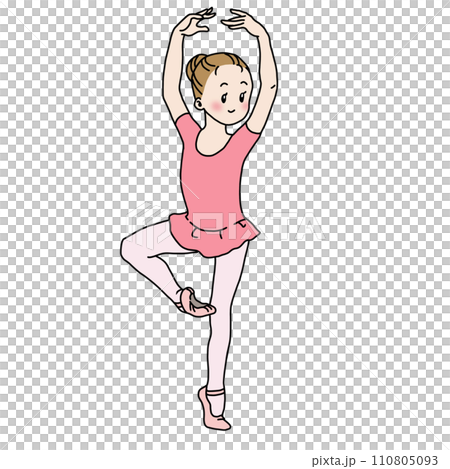 A girl practicing ballet in a pink leotard (passe) A girl practicing ballet in a pink leotard (passe) 110805093
