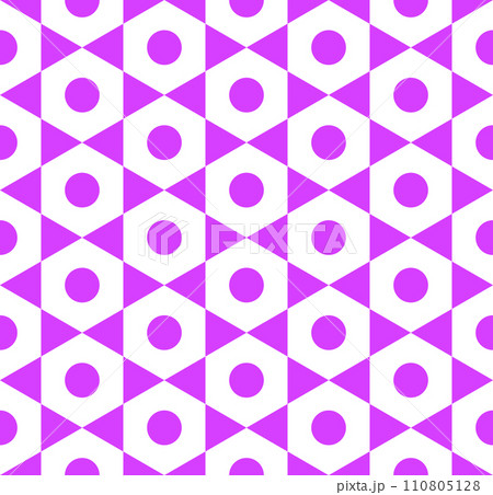 Abstract Seamless Geometric Hexagons Triangles and Circles Pattern. Vector Art. 110805128
