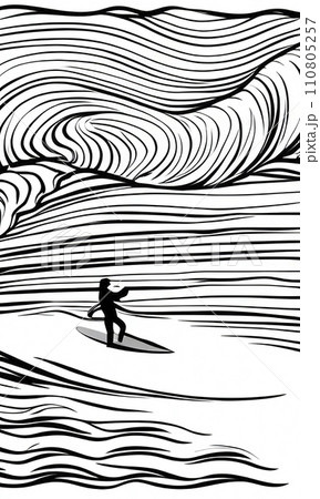 Surfer surfing in the sea. vector illustration. 110805257