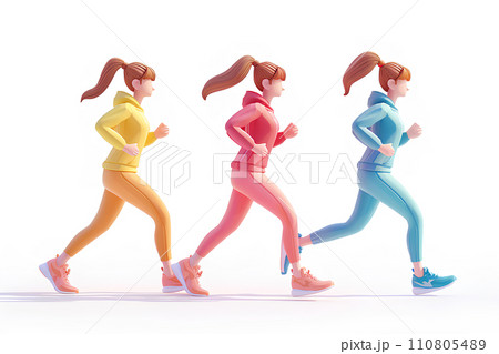 三人でジョギングする女性 三人でジョギングする女性 110805489