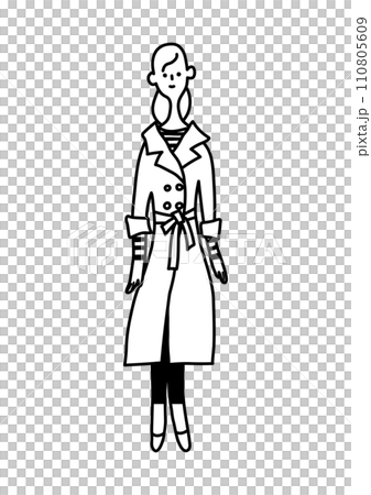 女性時尚 — 穿著風衣捲起袖子的女人 110805609