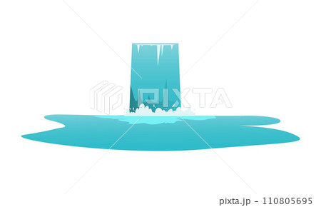 Waterfall vector isolated illustration, cartoon wild nature water cascade, clear water falling down in the river or lake 110805695