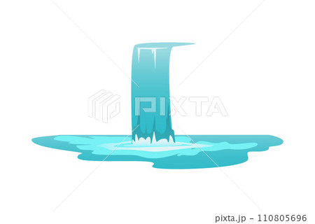 Waterfall vector illustration, cartoon clear water falling down in river or lake, wild nature water cascade isolated Waterfall vector illustration, cartoon clear water falling down in river or lake, wild nature water cascade isolated 110805696