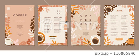 Set of sketch banners with coffee beans and leaves on minimal background for invitations, cards, banner, poster, cover, cafe menu or another template design. vector illustration. Set of sketch banners with coffee beans and leaves on minimal background for invitations, cards, banner, poster, cover, cafe menu or another template design. vector illustration. 110805840