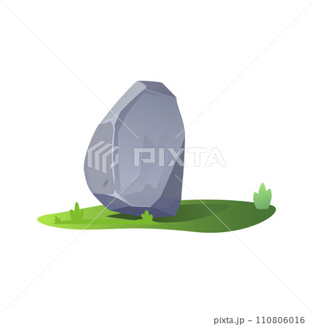 Cartoon stone on ground, vector illustration for game design on white 110806016