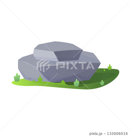 Grey stone on ground, cartoon vector illustration on white, game design 110806018
