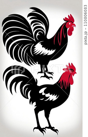 close-up rooster drawing. vector illustration. 110806083