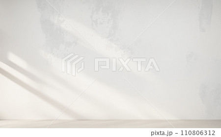 neutral gray room for product presentations. Minimalistic grey background for product presentation with light and intricate shadow from window and wall neutral gray room for product presentations. Minimalistic grey background for product presentation with light and intricate shadow from window and wall 110806312