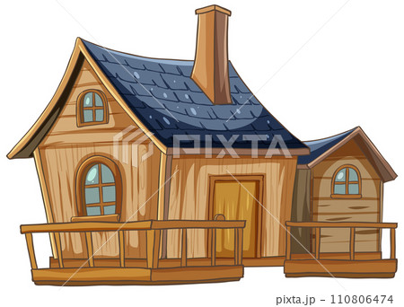 Cozy Wooden Cottage Illustration Cozy Wooden Cottage Illustration 110806474