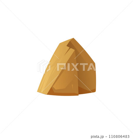 Stone rock icon, brown cobblestone or debris of the mountain, one huge stone block, vector boulder for gui game asset 110806483
