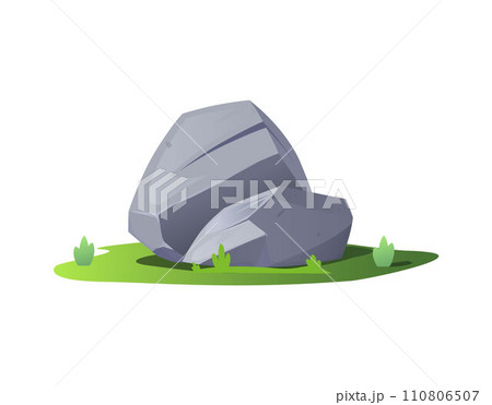 Stone rocks on the lawn, cobblestones, debris of the mountain, two granite stones block round shape vector grey boulders Stone rocks on the lawn, cobblestones, debris of the mountain, two granite stones block round shape vector grey boulders 110806507