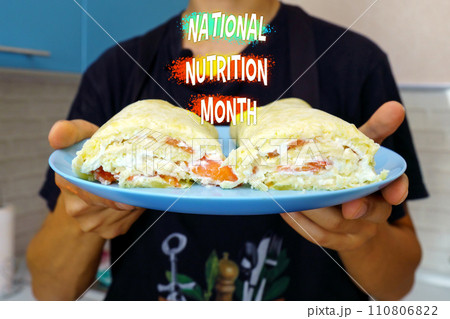Celebrating National Nutrition Month With a Healthy Omelette Feast in a Modern Kitchen 110806822