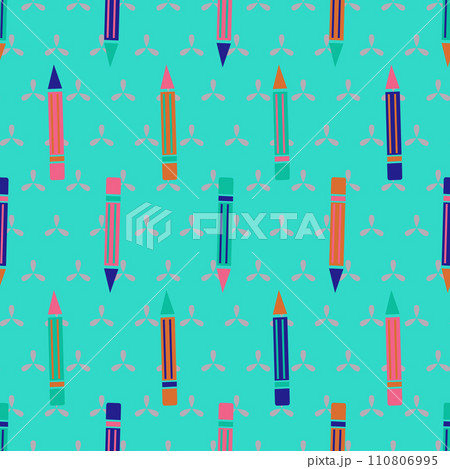 Pencil icon seamless pattern. School pattern background. Stock vector. Pencil icon seamless pattern. School pattern background. Stock vector. 110806995