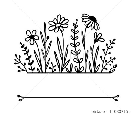 Floral pattern with flowers, wildflowers, daisy and grasses 110807159