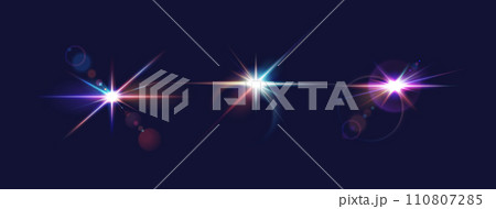 Color light flashes realistic vector illustration set 110807285